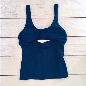 Athleta Navy Blue Lined Fitted Tankini Top xxs